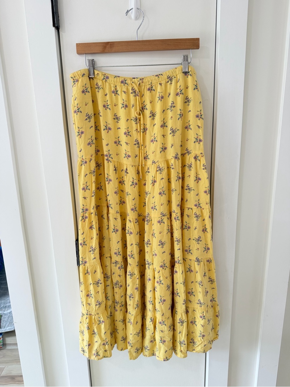 Free People Cotton Floral Yellow Maxi Dress Size Medium